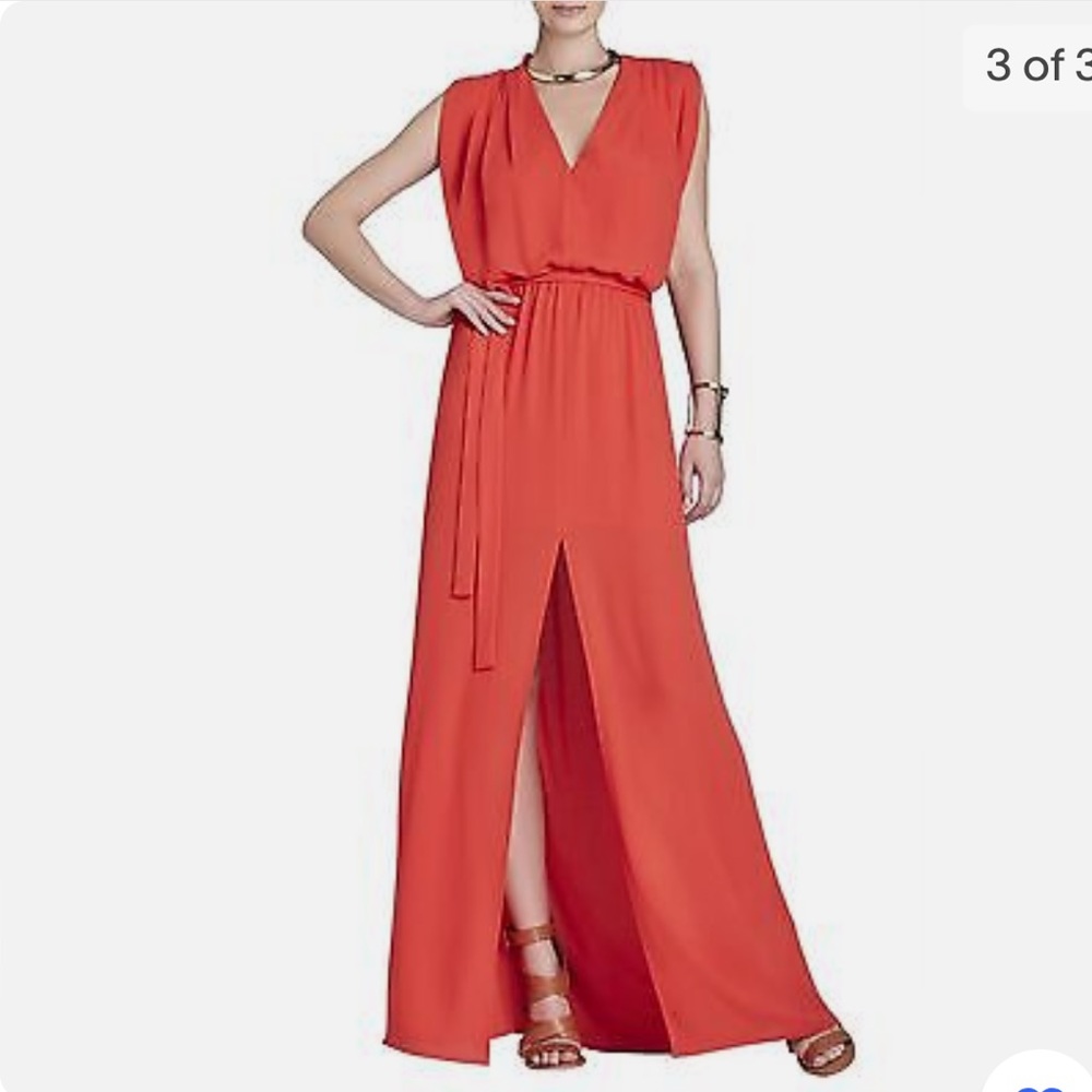 BCBG MaxAzria Red Georgette Tie Waist Raymee Maxi Dress in Size XXS